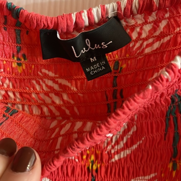 Lulu’s Trancoso Coral Floral Print Two-Piece Maxi Dress Medium - Picture 6 of 12